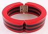JE8 Judith Evans  red/blk stripe hinged bracelet